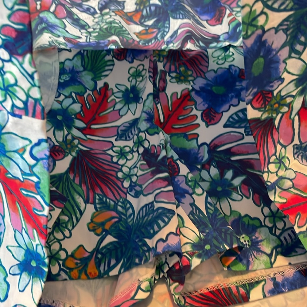 Zac & Rachel 16W blue/red/green floral skort. Tropical pockets spandex stretch - Picture 8 of 10